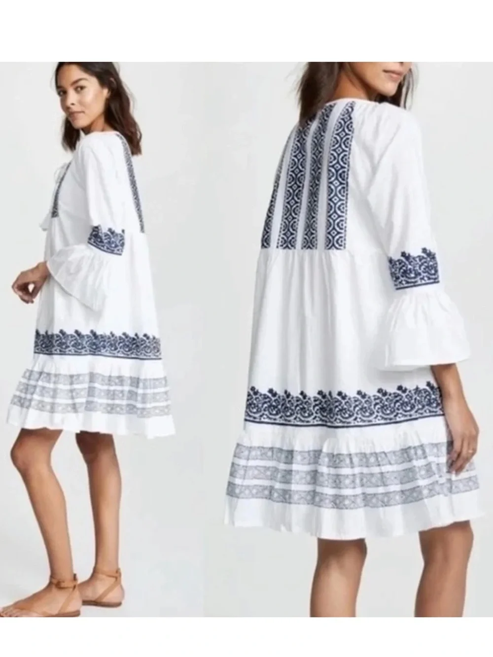 Roller Rabbit Mona Border Maricruz Dress in White Navy size XS